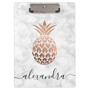 Porte-bloc Élégant cuivre rose or blanc marbre ananas