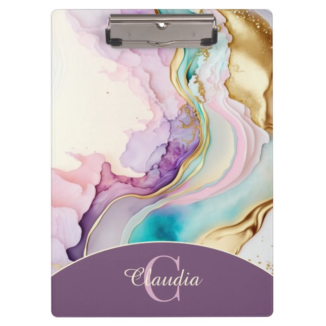 Porte-bloc Élégant encre liquide de marbre Monogram (Devant)
