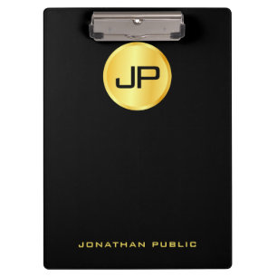 Porte-bloc Elégant Faux Gold Monogramme moderne Modèle noir