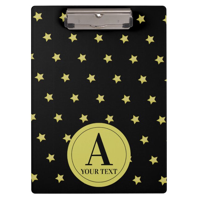 Porte-bloc Elegant Gold & Black Star Pattern Monogram (Devant)