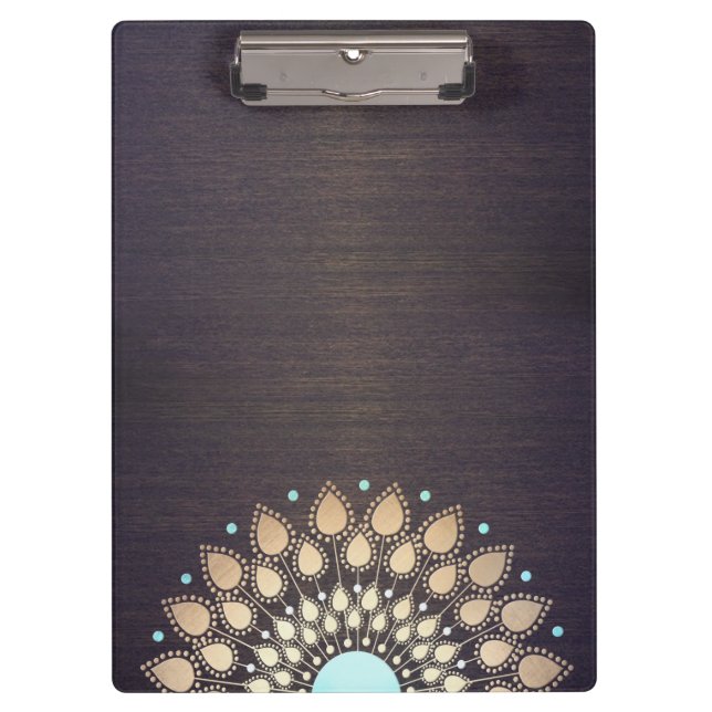 Porte-bloc Élégant Gold Lotus Mandala Wood Yoga Instructeur (Devant)
