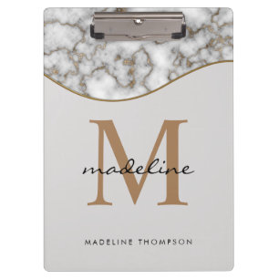 Porte-bloc Élégant marbre d'or roux noir gris monogramme