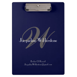 Porte-bloc Elegant Marine Monogramme Nom Chic Cool Profession