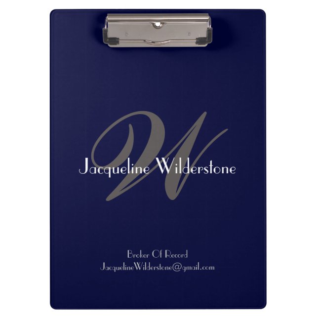 Porte-bloc Elegant Marine Monogramme Nom Chic Cool Profession (Devant)