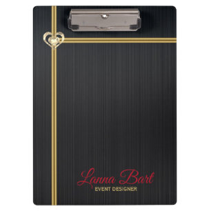 Porte-bloc Élégant métal noir Arrière - plan Gold Stripes
