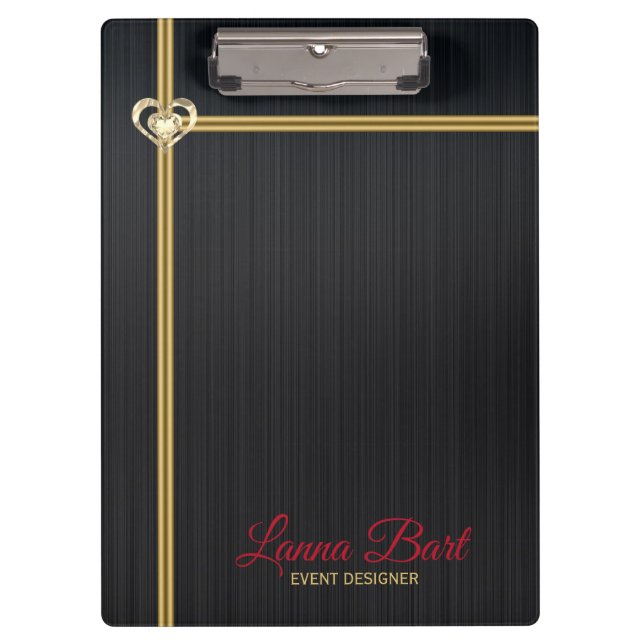 Porte-bloc Élégant métal noir Arrière - plan Gold Stripes (Devant)