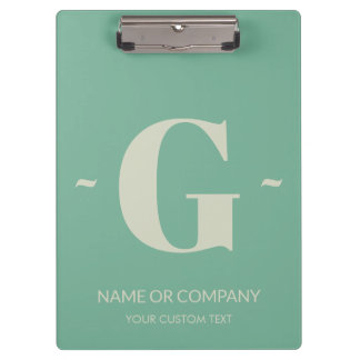 Porte-bloc Elégant Mint Green Blanc Unique Monogramme Modèle