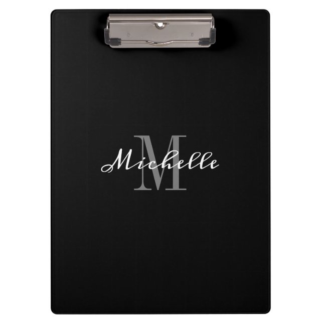 Porte-bloc Élégant Monogramme noir blanc Personnalisé (Devant)