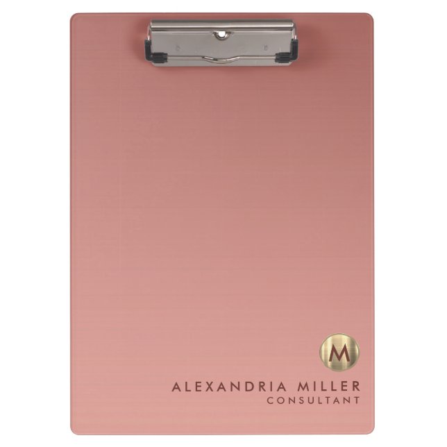 Porte-bloc Élégant Monogramme Or Rose (Devant)