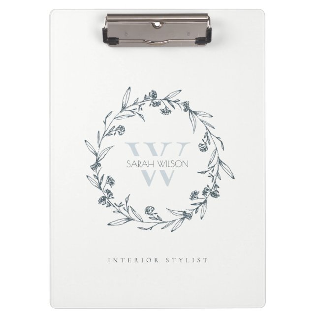 Porte-bloc Élégant monogramme simple de germe de laurier flor (Devant)
