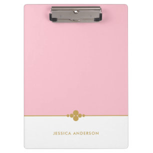 Porte-bloc Élégant or blanc rose personnalisé