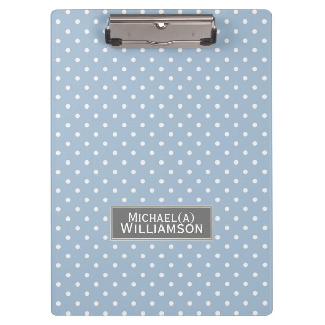Porte-bloc Élégant point Polka bleu et blanc en poudre Custom (Devant)