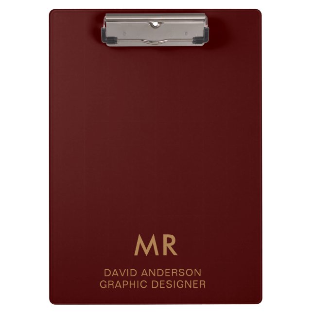Porte-bloc Elegant Red Gold Monogram Logo clipboard (Devant)