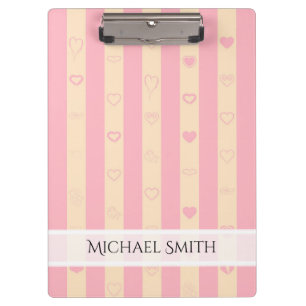 Porte-bloc Élégant rose rayures Motif de coeur moderne