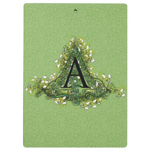 Porte-bloc Élégant vert Vintage Floral initial Un monogramme