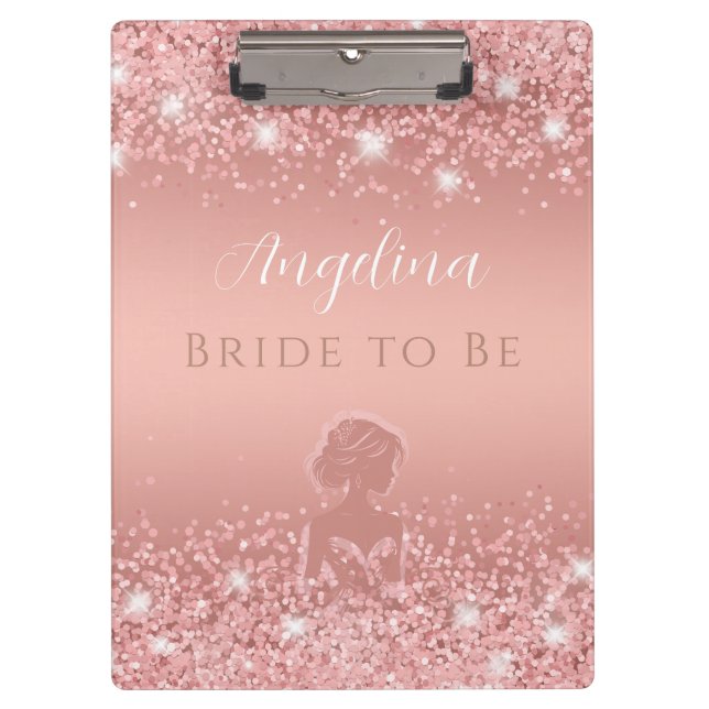 Porte-bloc Elégante Fête des mariées Rose Gold Luxe Shimmer (Devant)