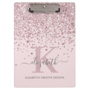 Porte-bloc Élégante Parties scintillant Rose Rose Or Monogram