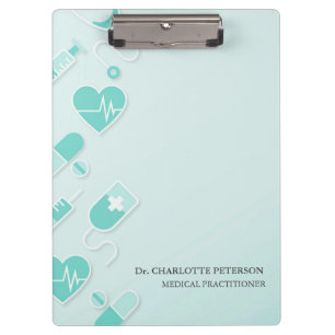 Porte-bloc Éléments Personnalisés de Médecin Bleu
