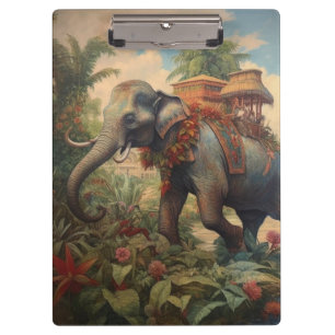 Porte-bloc éléphant botanique vintage avec howdah