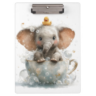 Porte-bloc Éléphant de bébé adorable dans une tasse à thé ave