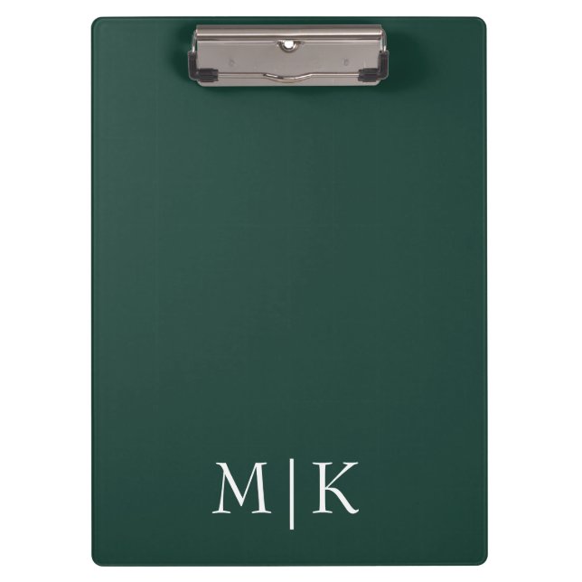 Porte-bloc Emerald Green et White | Monogramme moderne (Devant)