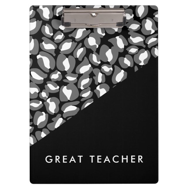 Porte-bloc Empreinte de léopard Black White Gold Grand enseig (Devant)