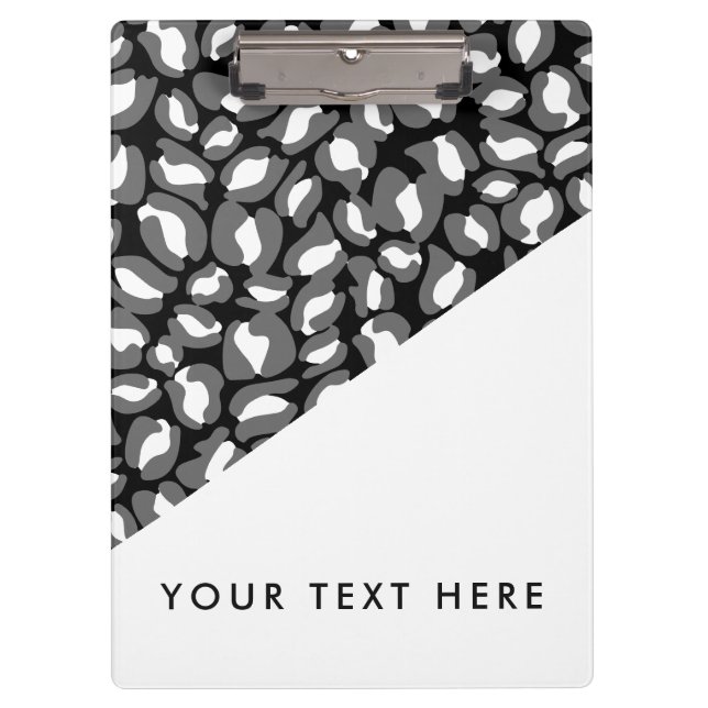 Porte-bloc Empreinte de léopard Black White Gold Votre texte  (Devant)