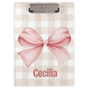Porte-bloc En vichy beige et rose avec arc aquarelle