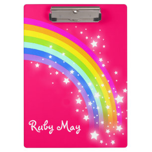 Porte-bloc Enfants arc-en-ciel étoiles rose rouge nommé porte