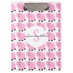 Porte-bloc Enfants Motif de porc rose personnalisé rose pâle