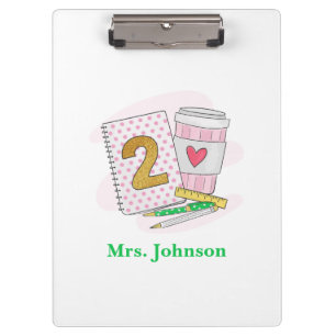 Porte-bloc Enseignant de deuxième année Pink Carnet café pers
