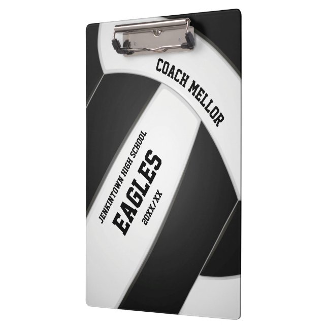 Porte-bloc équipe de noir blanc couleurs entraîneur de volley (Gauche)