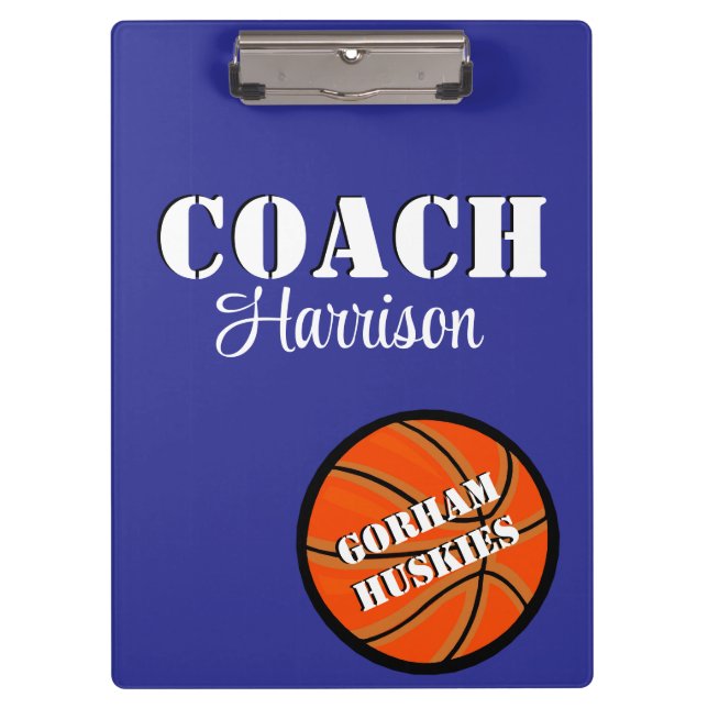 Porte-bloc Équipe entraîneur Bleu et Basket Blanc Personnalis (Devant)