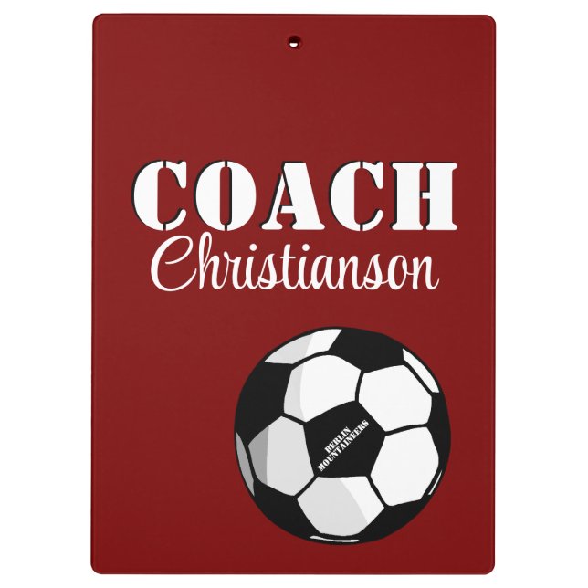 Porte-bloc Équipe entraîneur Maroon et White Soccer Personnal (Dos)