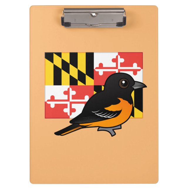 Porte-bloc État Birdorable du Maryland : Baltimore Oriole (Devant)