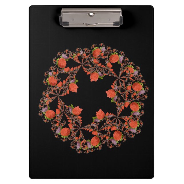 Porte-bloc étoile fleur fractale rouge noir pourpre (Devant)