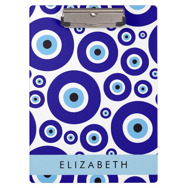 Porte-bloc Evil Eye, Greek Eye, Turkish Eye, Mati, Your Name (Devant)