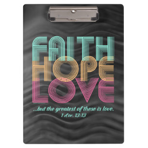 Porte-bloc Faith Hope Love Christian Bible Verse Retro