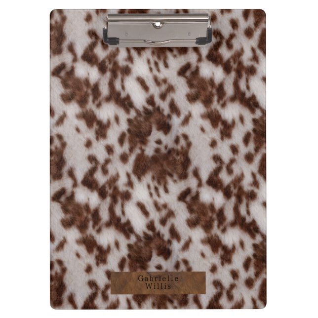 Porte-bloc Faux Cowhide & Poster de animal en cuir Brown (Devant)