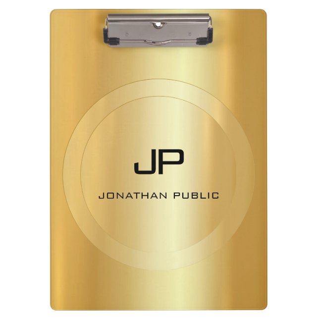 Porte-bloc Faux Gold Monogram tendance sur mesure Élégant cla (Devant)