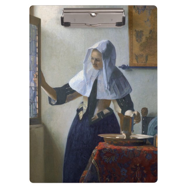 Porte-bloc Femme avec une cruche d'eau par Johannes Vermeer (Devant)