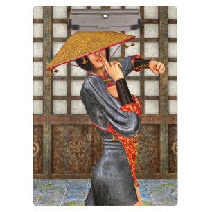 Porte-bloc Femme de bataille asiatique