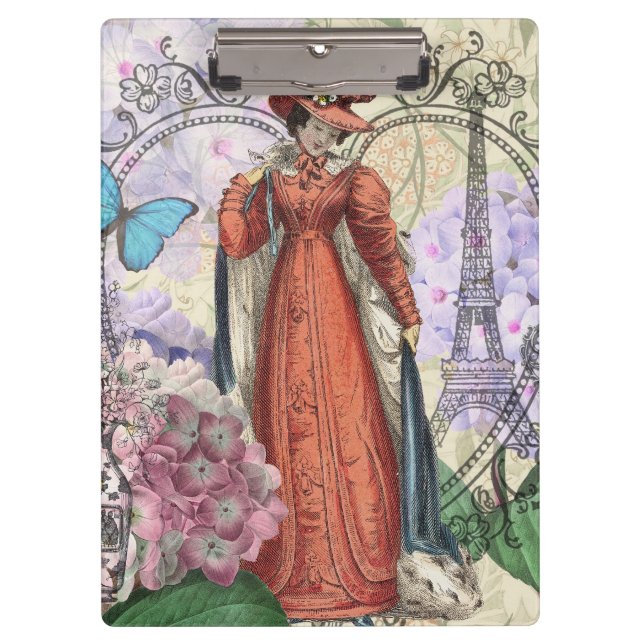 Porte-bloc Femme victorienne à la mode rouge colorée (Devant)