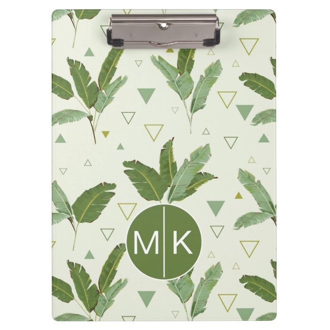 Porte-bloc Feuille de banane avec le monogramme des triangles (Devant)