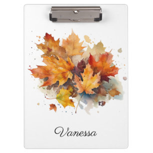 Porte-bloc Feuilles d'automne en aquarelle personnalisable