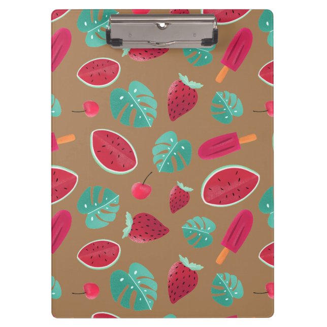 Porte-bloc Feuilles de pavot, cerise, fraise et pastèque (Devant)