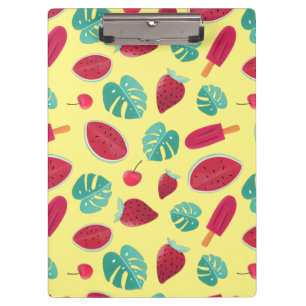 Porte-bloc Feuilles de poissonnerie, cerise, fraise et pastè