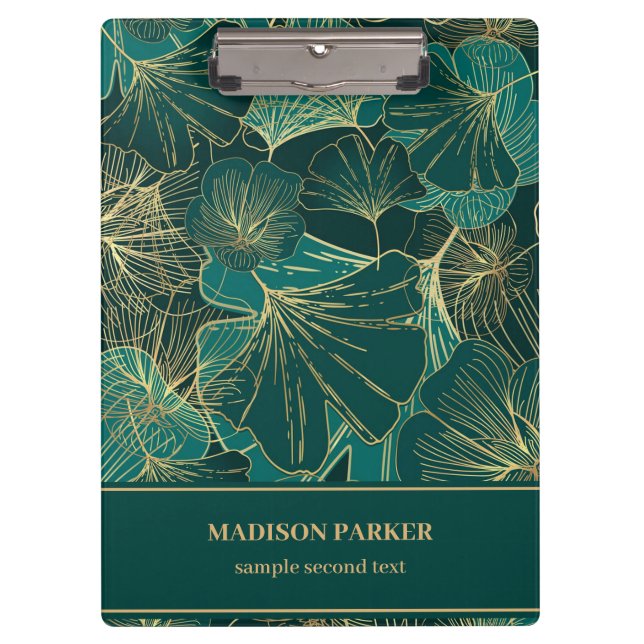 Porte-bloc Feuilles d'or bleu-vert (Devant)