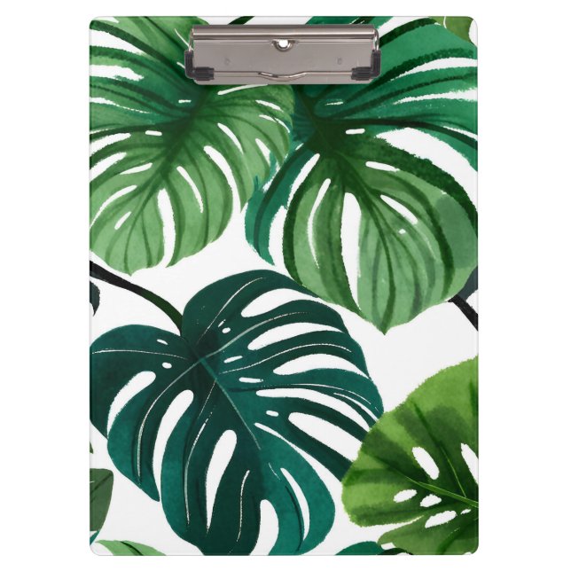 Porte-bloc Feuilles Monstera | Aquarelle moderne simple (Devant)