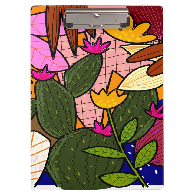 Porte-bloc feuilles tropicaux Abstraits et fleurs (Devant)